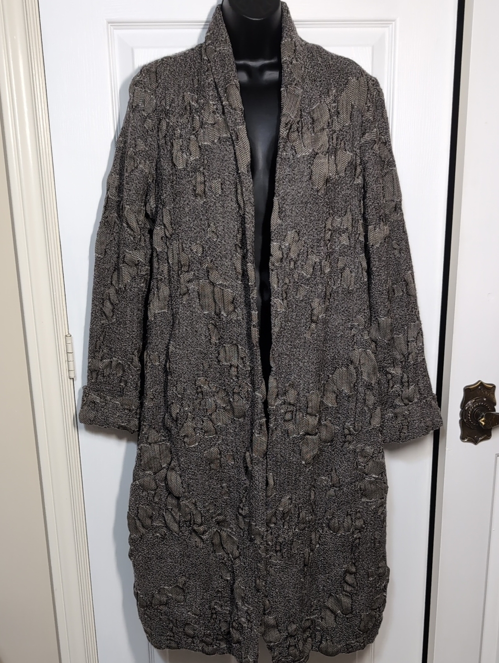 Crea Concept Wool Deconstructed Patchwork Long Cardigan Coatigan Duster